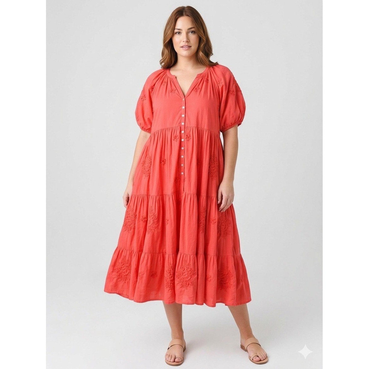 Nwt Karyn Seo Boho Tier Maxi Dress Xl Red Floral Embroidered Peasant Cottagecore